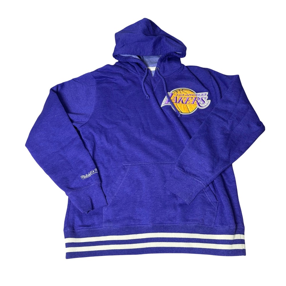Mitchell & Ness Los Angeles Lakers Purple Pullover Hoodie Mens Large NBA Logo